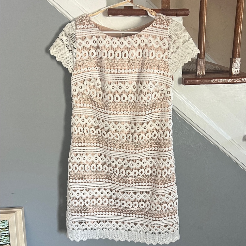 Eliza J Cream Lace Mini Dress